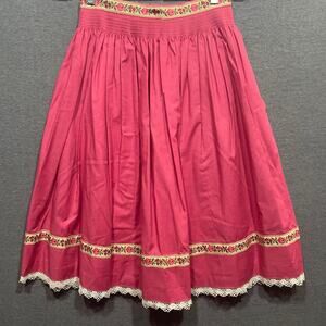 Vintage Pink Cottagecore Embroidery Lined Skirt Size 36 Made in West Germany